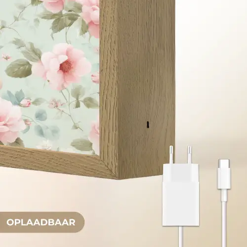 Rozen - Vogels - Pastel - Kleurrijk Light Box met batterij (Wandlamp) middel 907 -USP_websiteoplaadbaarNL