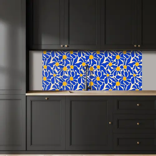 Abstract - Bloem - Blauw keuken achterwand 2 middel 871 -sfeer1