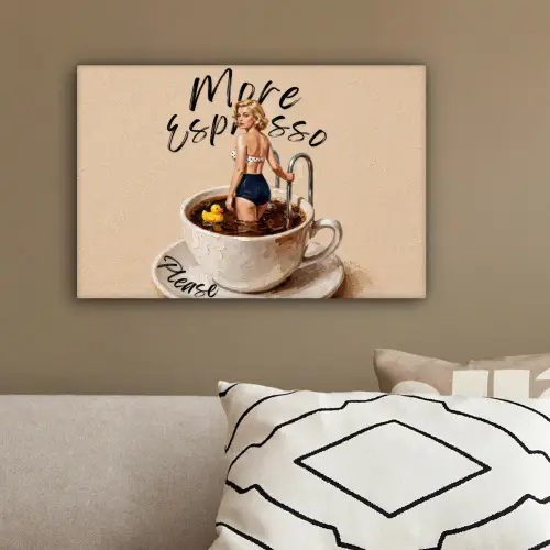 More espresso - Koffie - Eend canvas 2cm klein -sfeer3