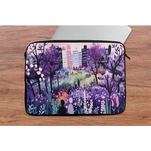 Park - Bomen - Bloemen - Gebouwen laptophoes neopreen klein -tafel