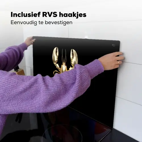 Kreeft - Goud - Textuur - Zwart Inductie beschemer met haakjes klein -ky-ophangen-nl