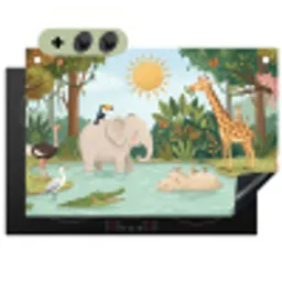 Jungle - Oase - Dieren - Kleurrijk Inductie beschemer met haakjes klein -3d