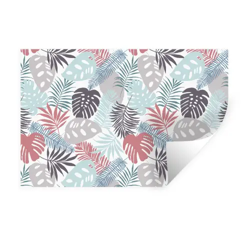 Bladeren - Jungle - Pastel - Tropisch Muursticker klein -3d