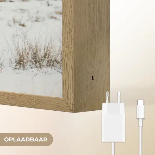 Schotse Hooglander - Landschap - Sneeuw - Bergen - Winter Light Box met batterij (Wandlamp) middel -USP_websiteoplaadbaarNL