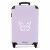 Paarse achtergrond met witte vlinder NBS - Handbagage koffer - Kinderen Unisex middel -productfoto_recht