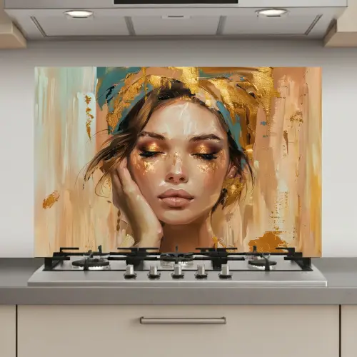 Vrouwen - Portret - Luxe - Goud keuken achterwand spatscherm klein -3d_website