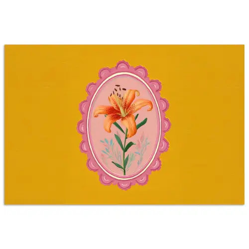 Lelie - Oranje - Lijst - Ovaal poster papier klein -3d