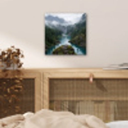 Waterval - Bomen - Bergen aluminium wit klein -sfeer3