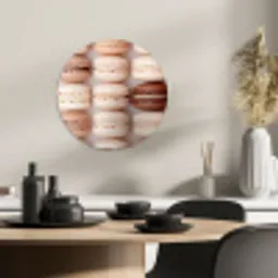 Macarons - Beige - Bruin KitchenYeah - Keuken - Wandcirkel Forex klein -sfeer2