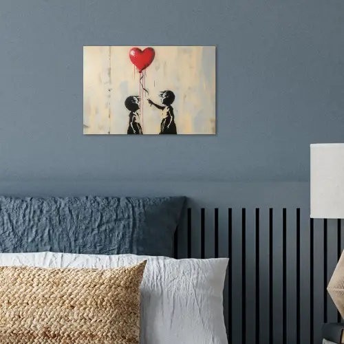 Street art - Banksy - Ballon - Graffiti - Retro poster papier klein -sfeer2