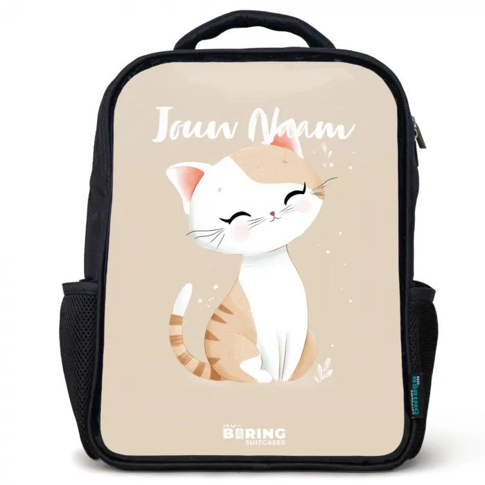 Kitten in de kleuren beige en wit Rugzak - Zwart middel -3d