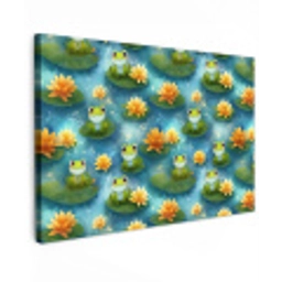 Kikker - Lelies - Groen Tuinposter op houten frame 2 cm dik klein 845 -3d