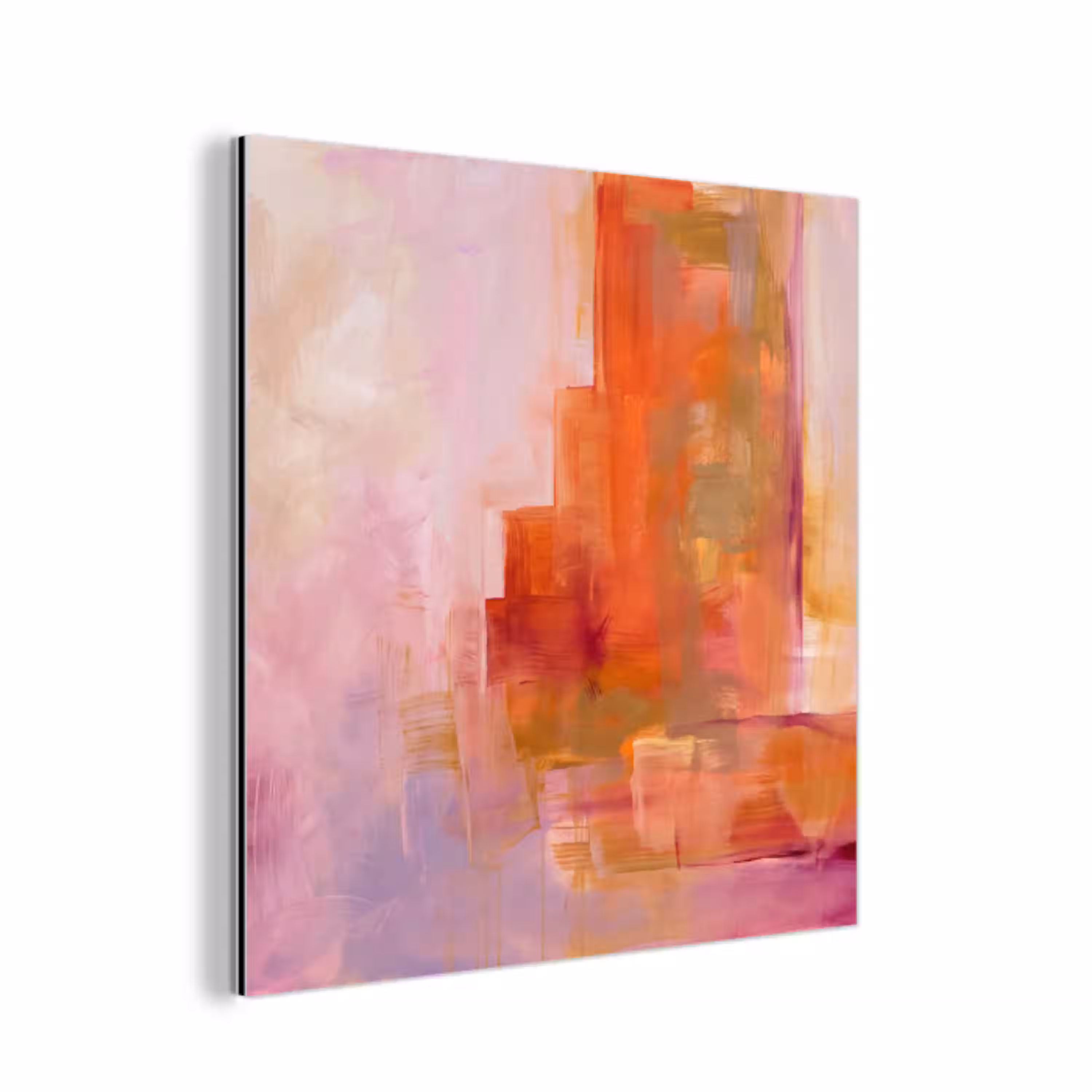 Abstract - Borstelstreken - Kunst - Paars - Goud aluminium wit klein -3d