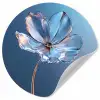 Blauw - Bloem - Glazen - Sierlijk Wandcirkel behangsticker klein -3d