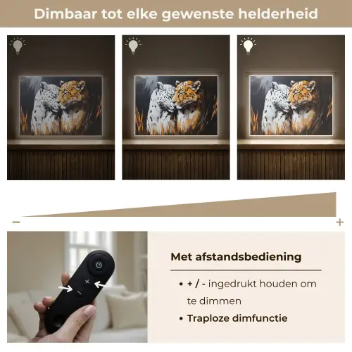 Luipaard - Oranje - Wit - Gras Light Box met batterij (Wandlamp) middel -USP_dimbaarNL
