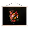 Boeket - Bloemen - Exotisch textielposter latten blank klein -3d