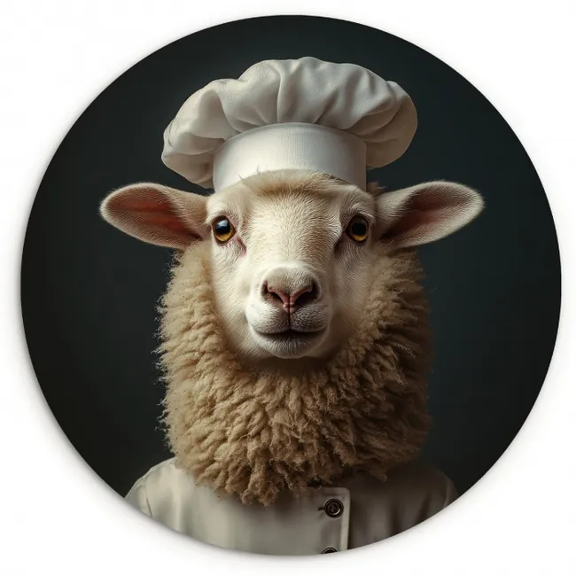 Schaap - Wol - Kok KitchenYeah - Keuken - Wandcirkel Forex klein -3d