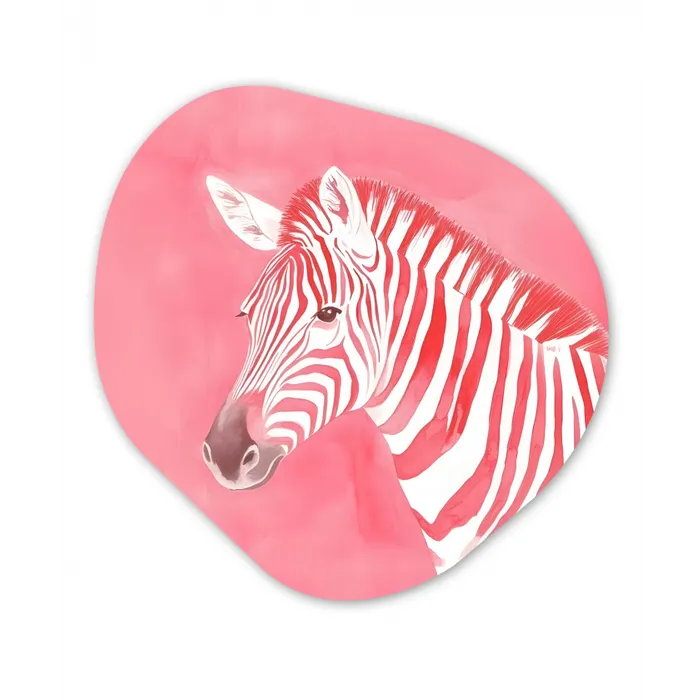 Zebra - Pink - Verf Wandcirkel Organisch Plexiglas middel -3d
