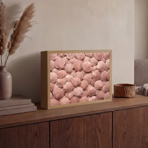 Schelpen - Patroon - Roze Light Box met batterij (Wandlamp) middel -sfeer2
