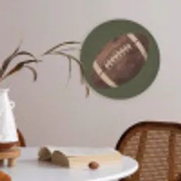 Football - Hout - Sport - Groen Akoestische PET Vilt - Rond klein -sfeer3