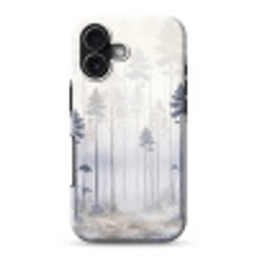 Bos - Bomen - Mist - Natuur - Illustratie - Grijs Toughcase MagSafe Apple iPhone 17 klein -3d