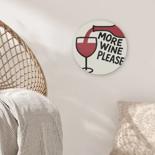 Wijnfles - Quote - Rood - Glas Akoestische PET Vilt - Rond klein -sfeer4