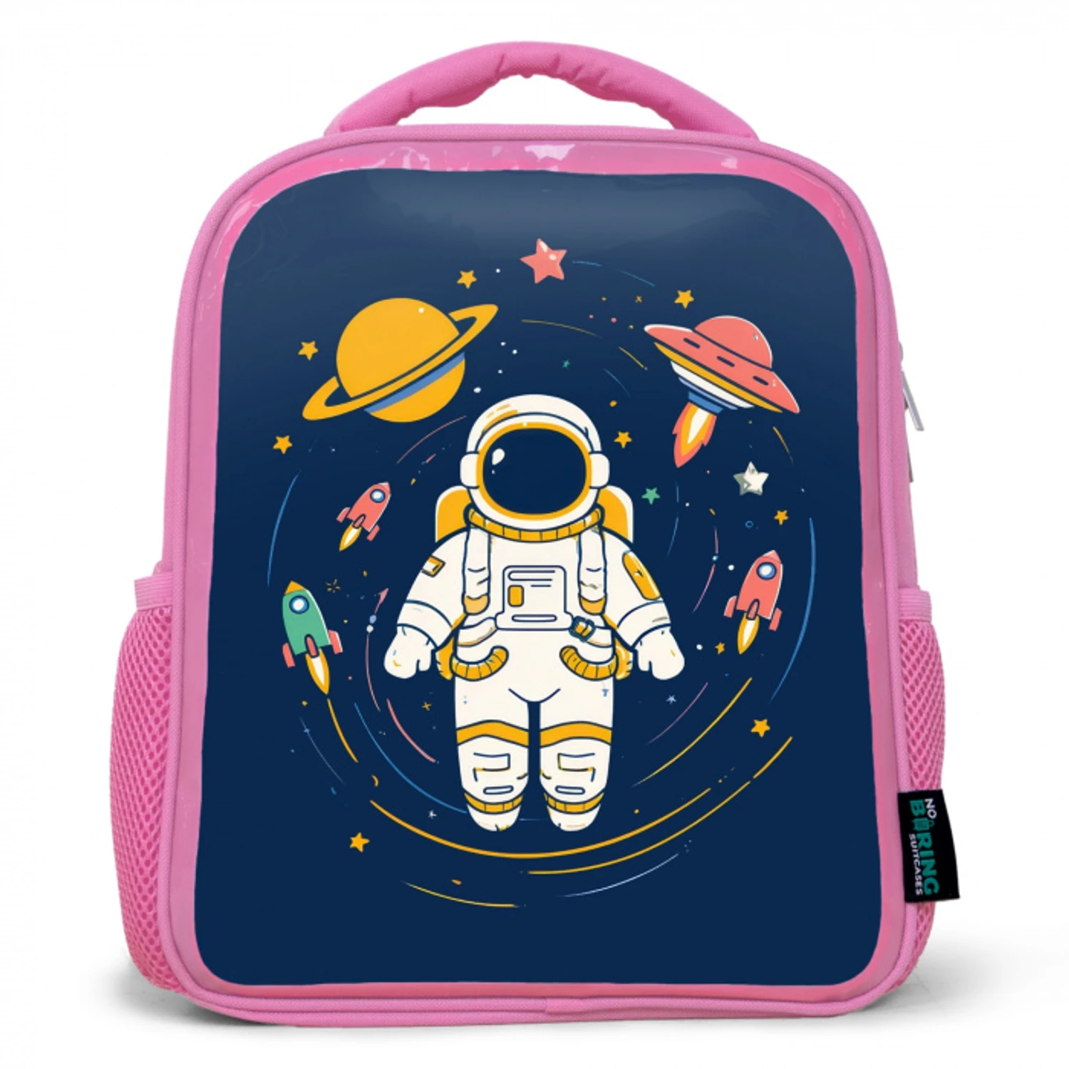 Astronaut - Planeten - Raket Kinderrugzak - Roze middel -3d