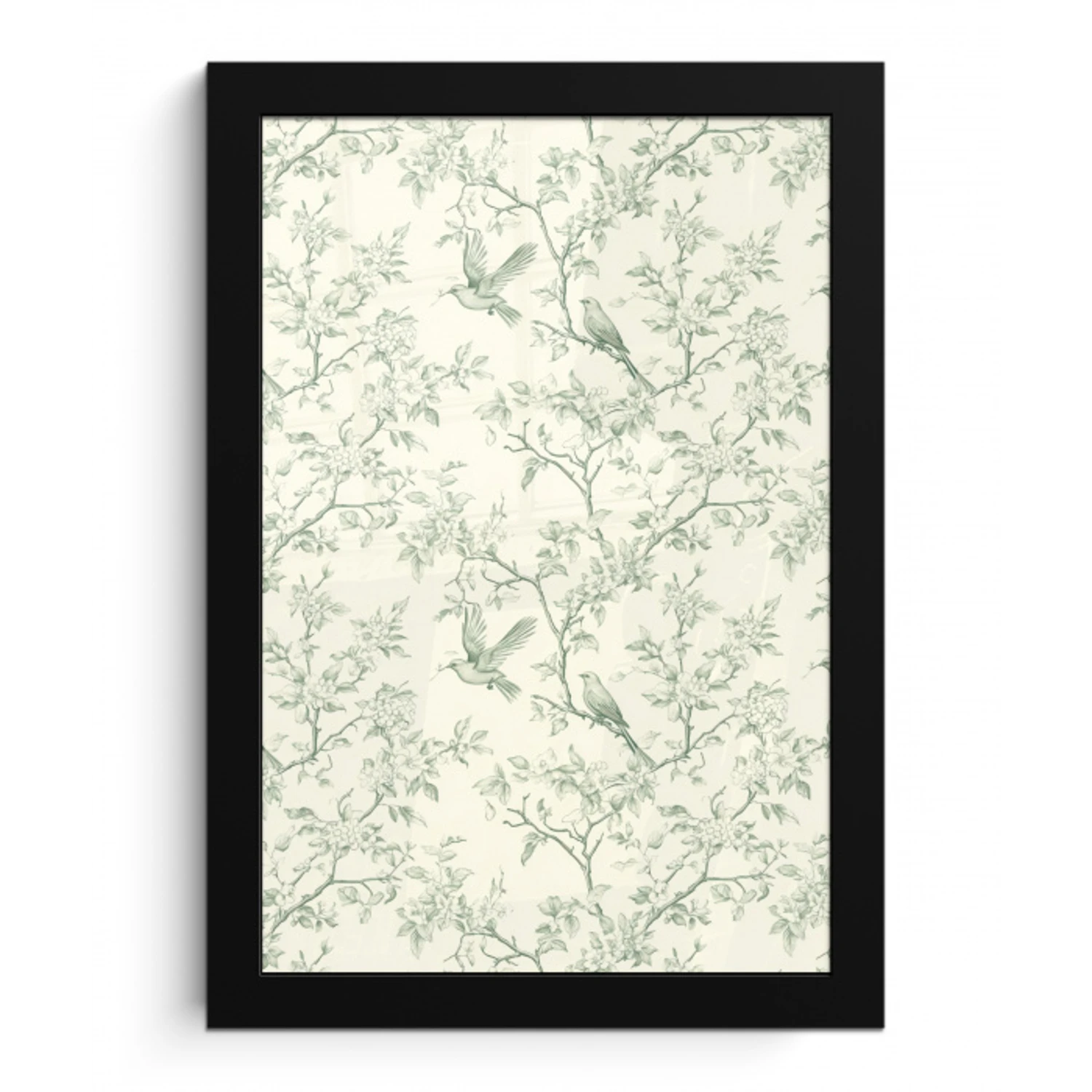 Klassiek - Vogels - Groen fotolijst zwart zonder passe partout klein 224 -3d
