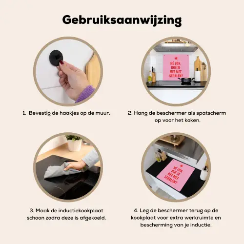 Roze - Zon - Quote Inductie beschemer met haakjes middel -ky-gebruik-nl