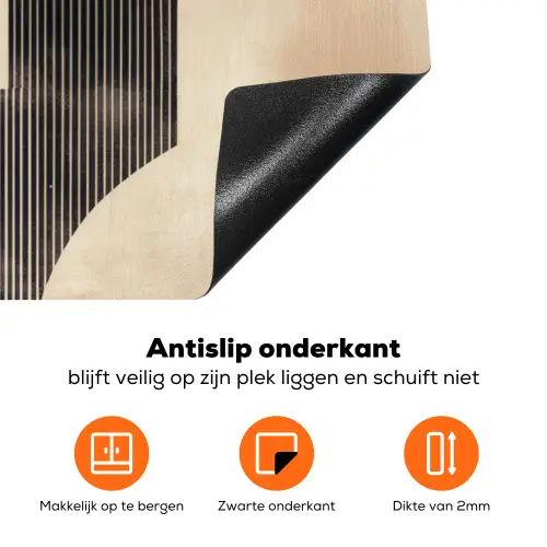 Boog -  Strepen - Minimalistisch - Zwart Inductie beschermer vinyl 3mm klein -zzzzzzz-td-onderkant