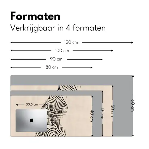 Lijnen - Abstract - Golvend - Zwart Muismat XXL klein -sfeer5