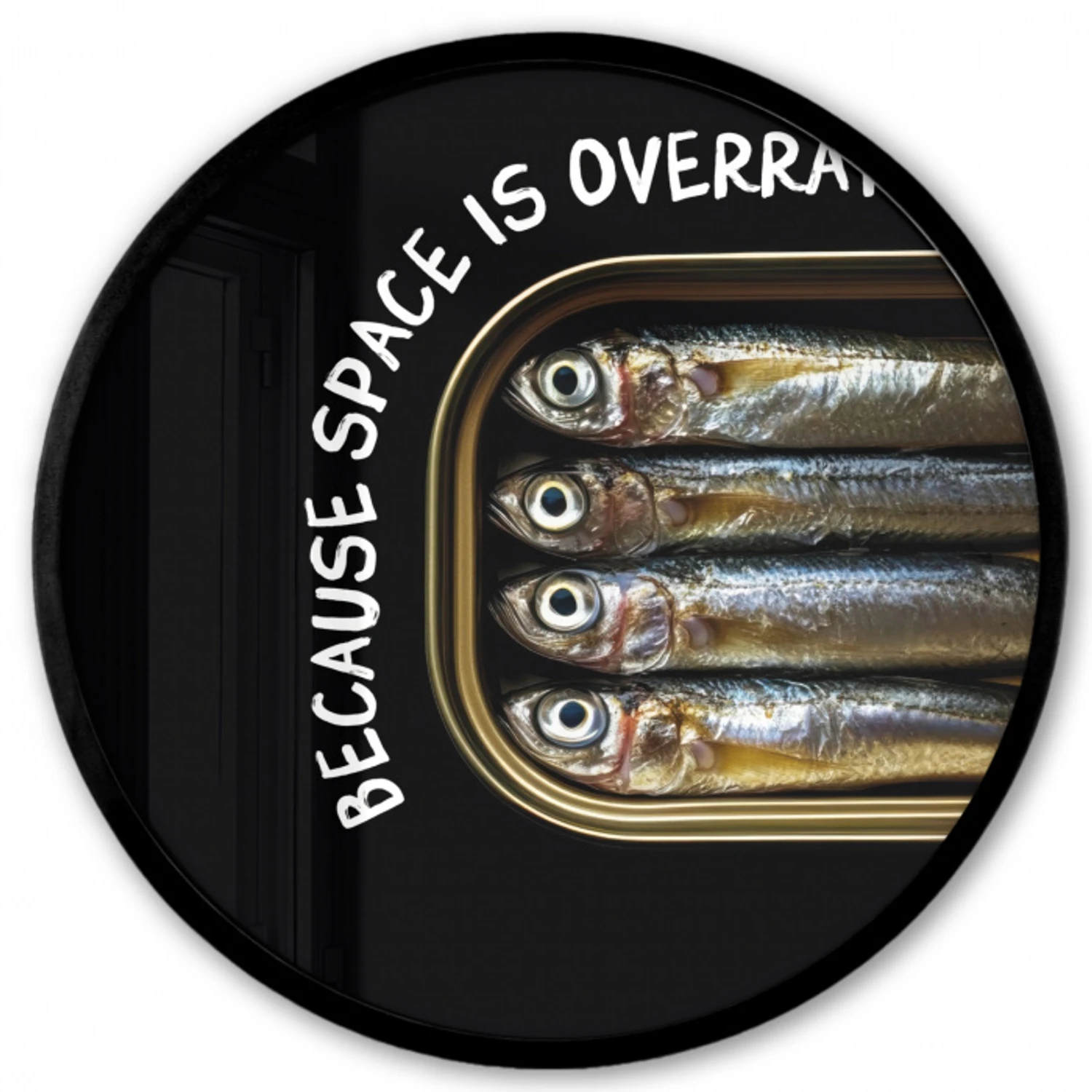 Sardines - Tekst - Vis - Blik Fotolijst rond zonder passe partout klein -3d