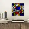 Mondriaan - Glas in lood - Oude Meesters - Kunstwerk - Abstract - Schilderij aluminium wit klein -sfeer1