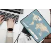 Wereldkaart - Oceaan - Realistisch - Blauw laptophoes neopreen klein -bureau