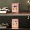 Vogel - Roze - Geel - Blauw Light Box met kabel (Tafellamp) klein -sfeer3