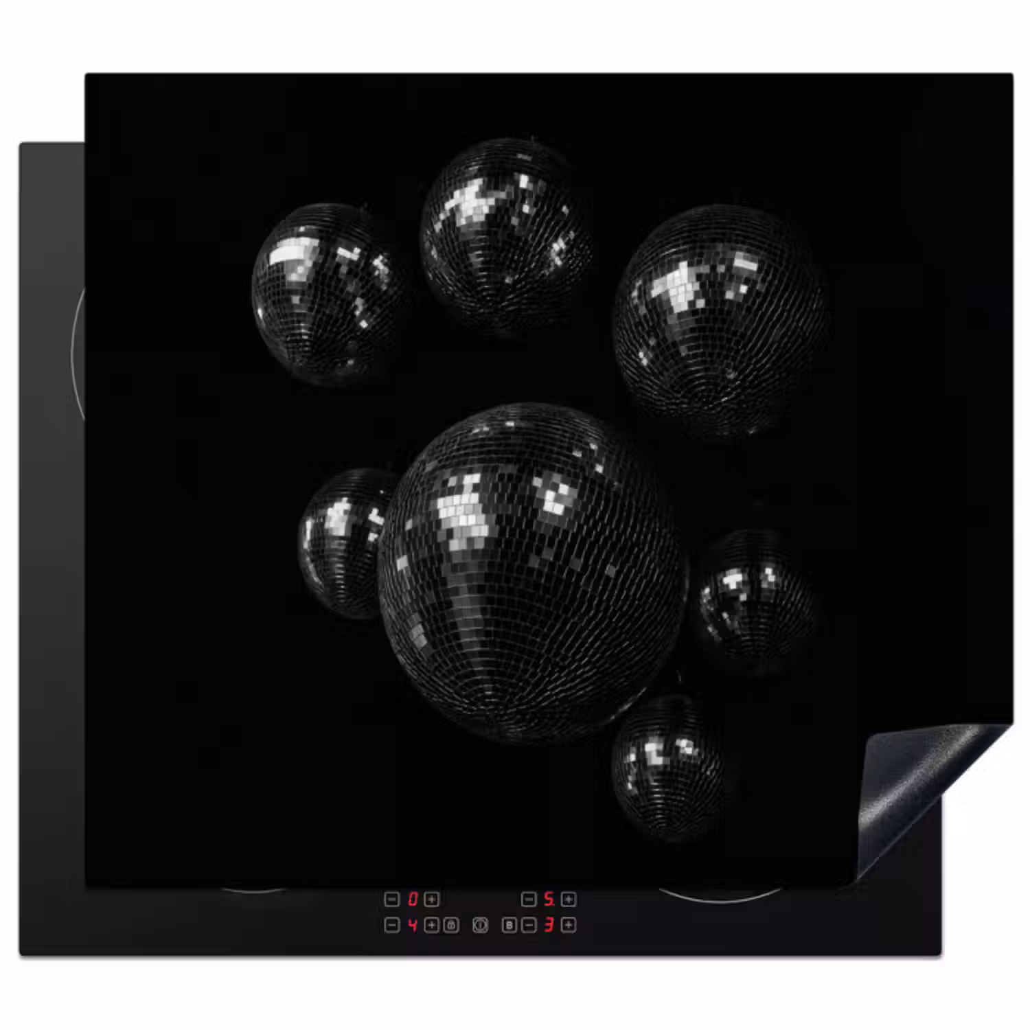 Herdabdeckplatte - Disco-Kugeln - Minimalistisch - Schwarz