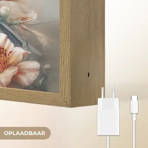 Kolibrie - Vogels - Bloemen - Natuur Light Box met batterij (Wandlamp) middel -USP_websiteoplaadbaarNL