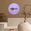 Maandag - Mok - Koffie - Paars Wandcirkel behangsticker klein -sfeer1