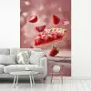Aardbei - Taart- Eten - Roze fotobehang vinyl groot -woonkamer