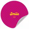 Smile - Stippen - Geel - Smiley - Roze Wandcirkel behangsticker klein -3d