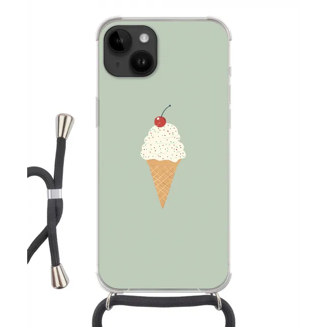 Handyhülle mit Band - Illustration - Eiscreme - Sprenkeln - Kirsche