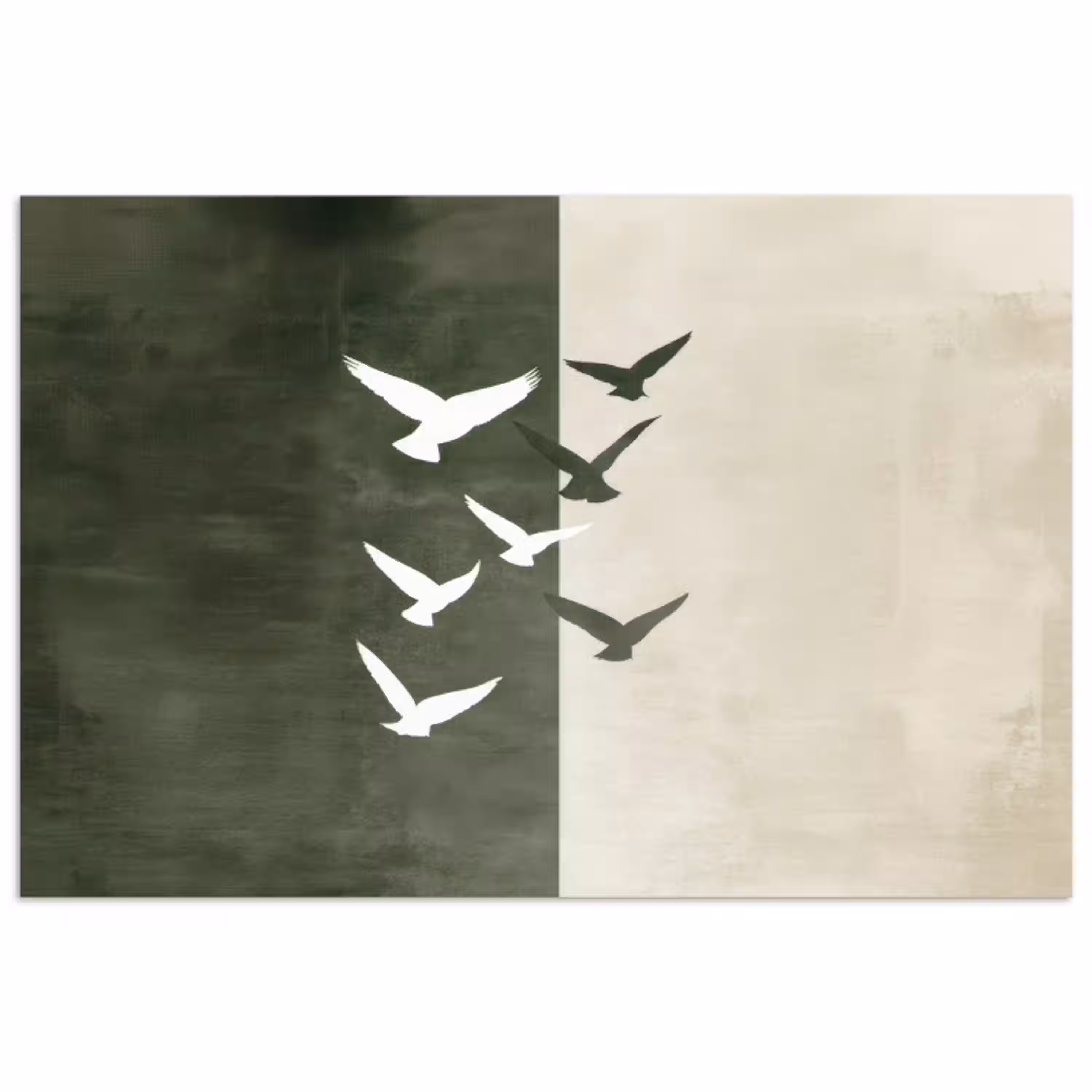 Japandi - Vogel - Groen poster papier klein -3d