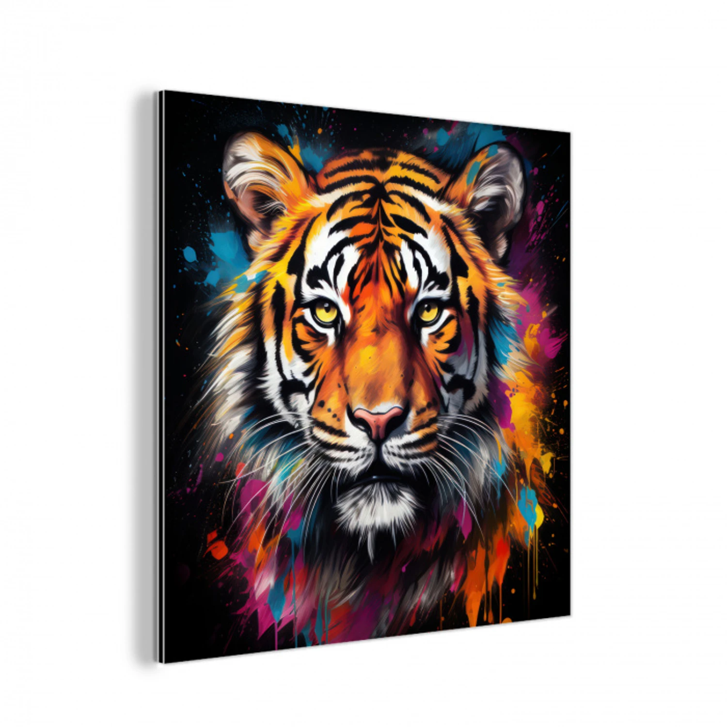 Tijger - Graffiti - Dieren - Zwart aluminium wit klein -3d