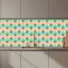 Retro - Bloemen - Design - Groen - Oranje keuken achterwand 2 middel 871 zz_3dshopping