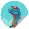 T-Rex - Blauw - Wolken - Zonnebril Wandcirkel behangsticker klein -3d