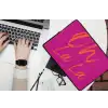 Oh la la - Oranje - Roze laptophoes neopreen klein -bureau