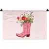 Cowboylaarzen - Roze - Boeket - Bloemen Wandkleed katoen klein -zz3d