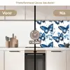 Blauw - Vlinders - Bloemen - Wit keuken achterwand 2 middel 871 -voor-na2_NL