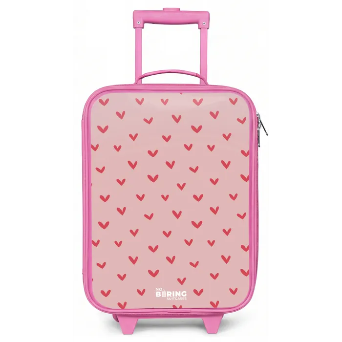 Hartjespatroon met roze kleuren Kinderkoffer - Roze klein -zz3dotto