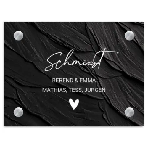 Leisteen - Sierlijk Naambord Rechthoek middel -3d